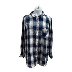 Torrid Pink and Blue Flannel Button Down Women’s 2X  [353]